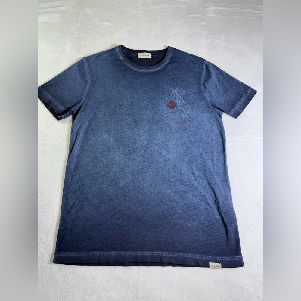 Brooksfield Navy Short-Sleeve Palm Graphic Crewneck Tee